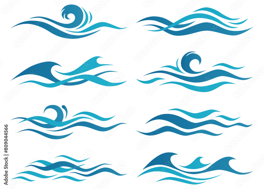 wavesBlue Waves Set Illustration. Blue Waves Set Element. Blue Waves Set Vector.