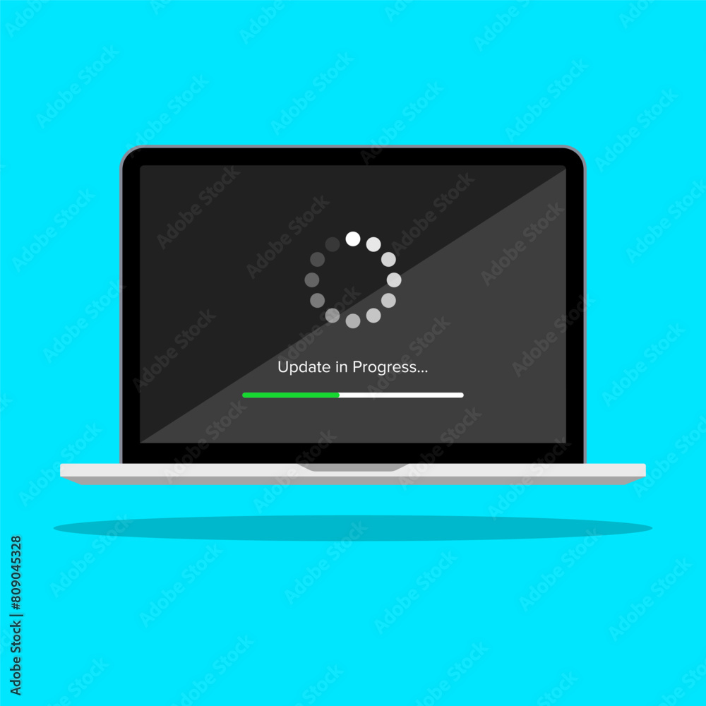 Laptop Software update in progress flat vector illustration Laptop Software update in progress flat vector illustration