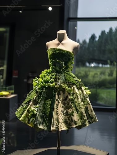 Sustainable Fashion Showcase:Botanical Couture Dress on Display