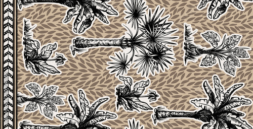 Abstract tropics seamless pattern. Grunge palm trees silhouettes transparent texture background. Exotic illustration for summer design, beach swimwear fabric, wallpaper.