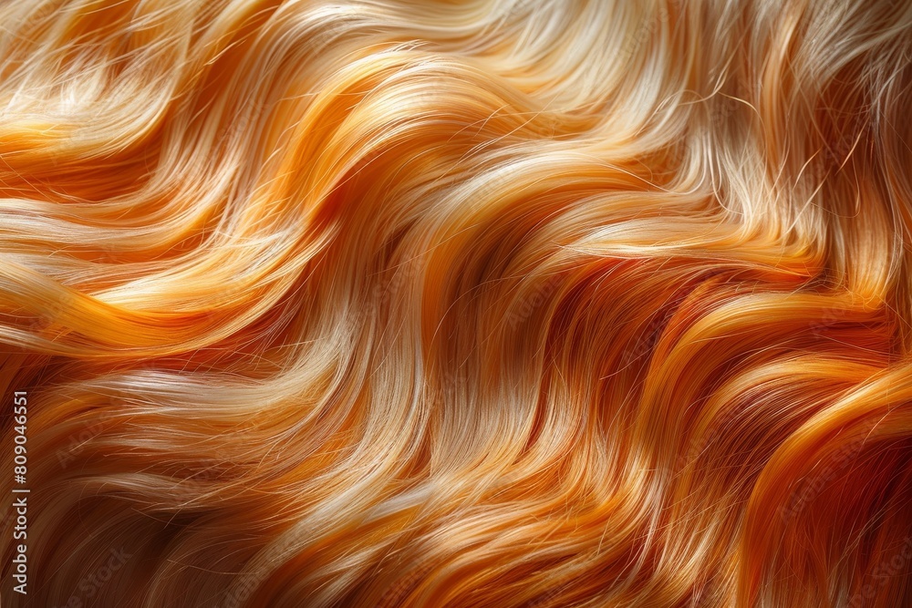 A detailed image capturing the dynamic texture and auburn color of well-maintained, flowing hair with natural highlights