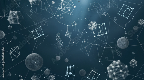 mathematical symbols and physics equations on the chalkboard, abstract background and illustration