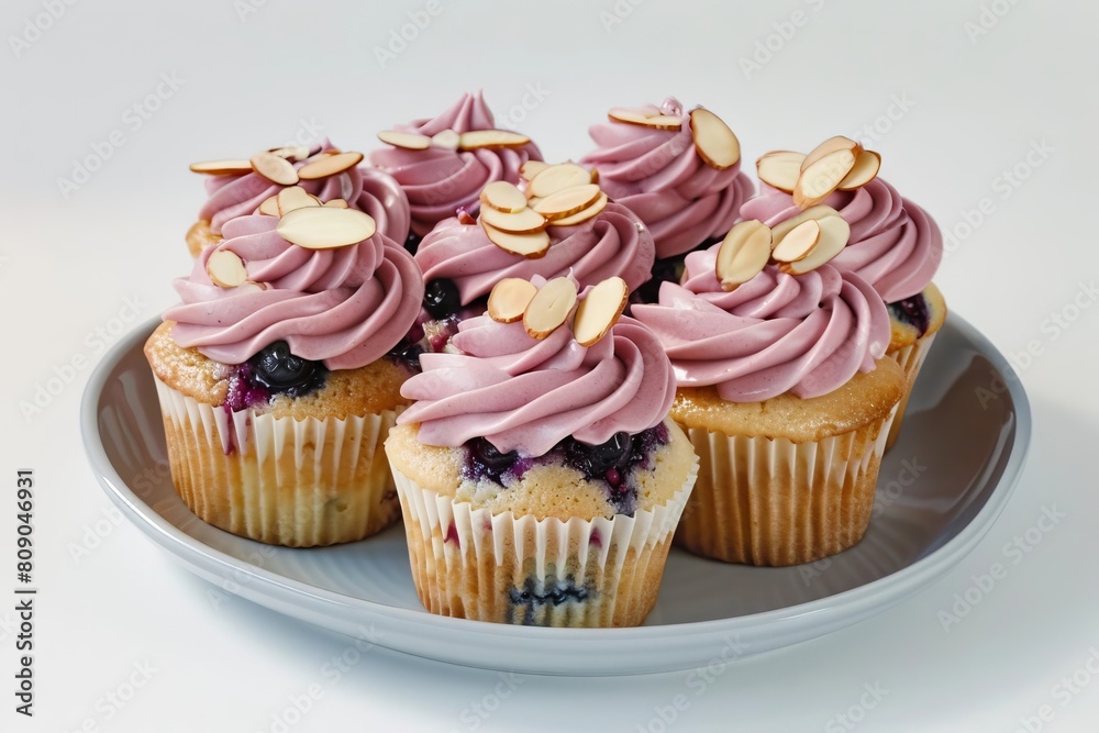 Almond Cupcakes with Blueberry Tequila Filling and Acai Berry Frosting