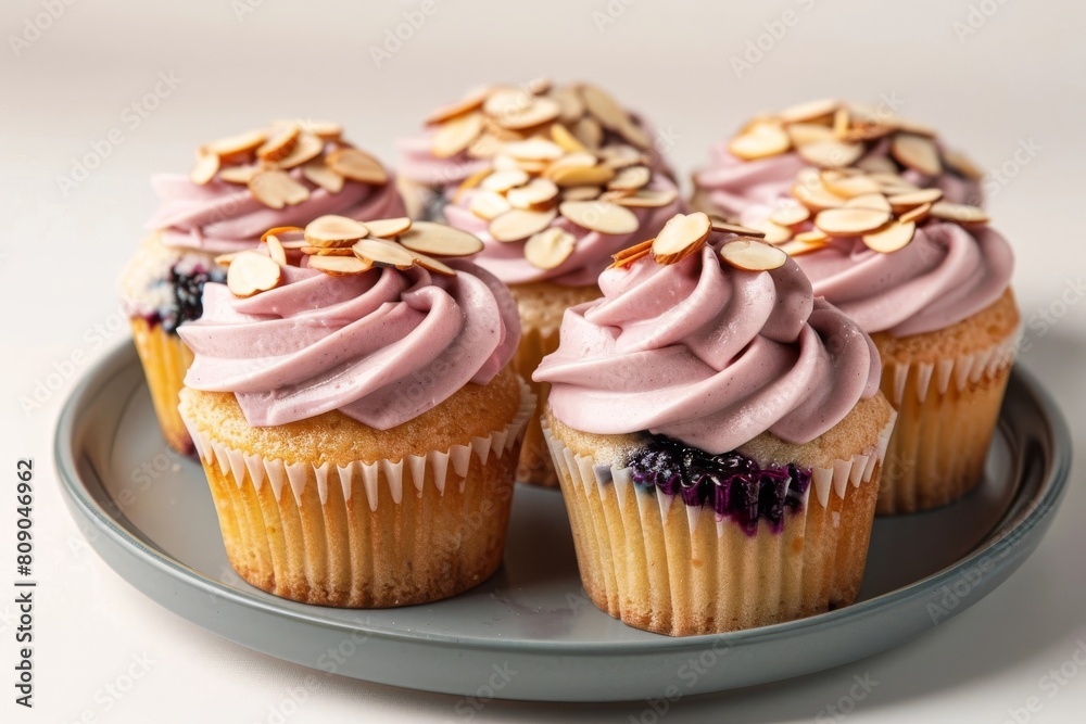 Almond Cupcakes with Blueberry Tequila Filling and Acai Berry Frosting Almond Cupcakes with Blueberry Tequila Filling and Acai Berry Frosting