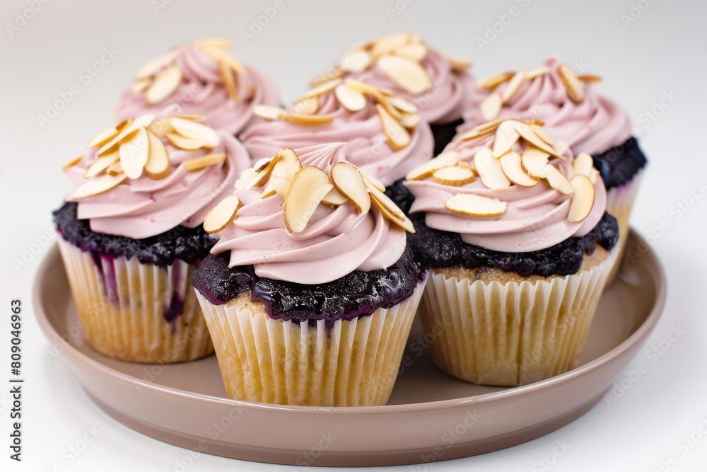 Almond Cupcakes with Blueberry Tequila Filling and Marzipan Topping Almond Cupcakes with Blueberry Tequila Filling and Marzipan Topping