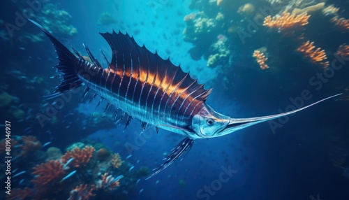 Giant Marlin fish in the ocean, beautiful view of marlin fish in the blue ocean © Virgo Studio Maple