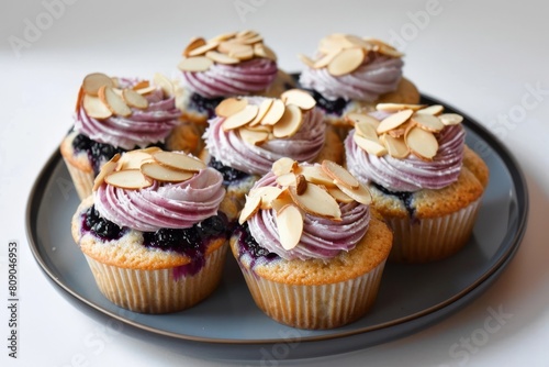 Almond Cupcakes with Blueberry Tequila Filling and Acai Berry Frosting