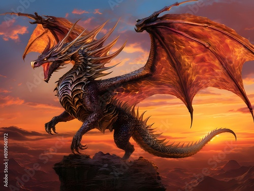 dragon in the sky - 3d rendered illustration of a fantasy dragon © Iman