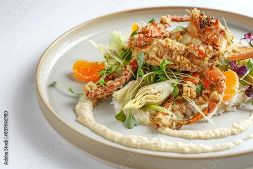 Elegant Almond Crusted Soft-Shell Crab with Creamy Roasted Almond Puree