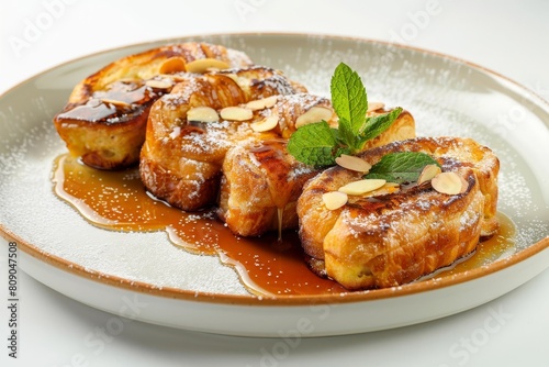 Crispy Almond Croissant French Toast with Almond Butter Syrup