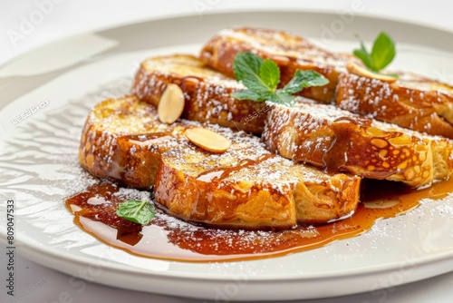 Fragrant Almond Croissant French Toast with Almond Butter Syrup