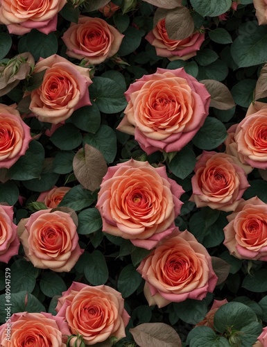 Beautiful Seamless Rose Pattern in Full Bloom