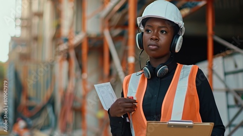 A Female Engineer at Construction Site photo