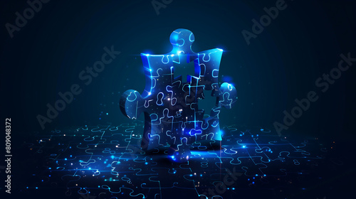 Abstract Puzzle Pieces: Digital Jigsaw Icon