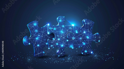 Teamwork and Business Solution Concept: Futuristic Hologram Effect