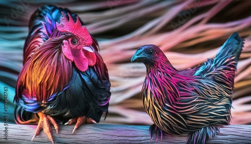 photorealistic, detailed, colorful, high-contrast, hen photo