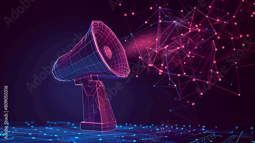 Digital Marketing: Low Poly Wireframe Illustration