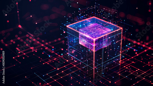 Innovative Data Visualization: Futuristic Wireframe Cube