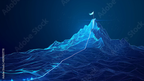Tech-Infused Triumph: Path to the Summit in Abstract Mountain