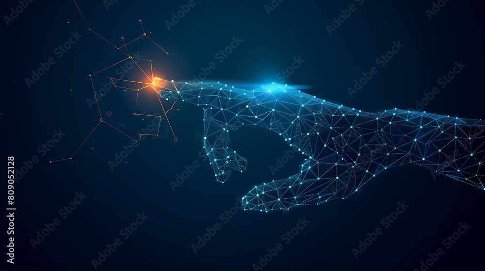 Touching the Future: Low Poly Vector Illustration Touching the Future: Low Poly Vector Illustration