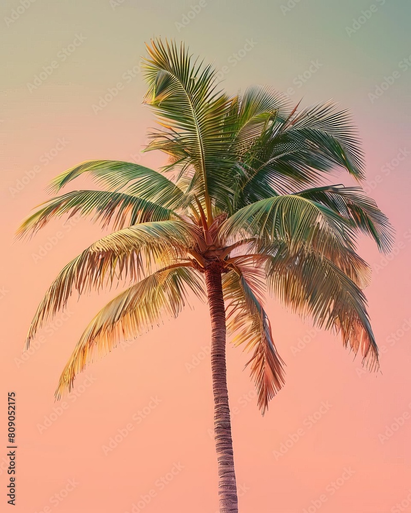 solo palm tree, simplified victory symbol, editorial photography