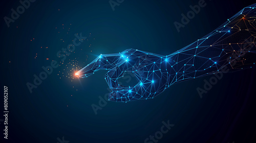 Abstract Digital Interaction: Human Hand and Glowing Dot