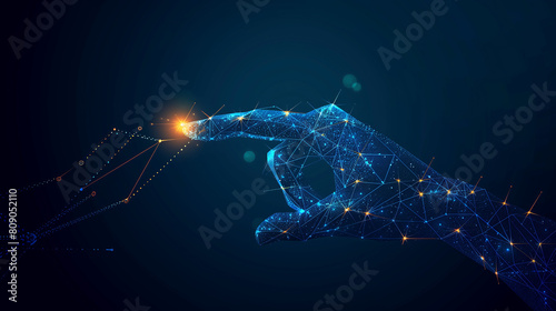 Tech Connection: Digital Hand on Glowing Dot