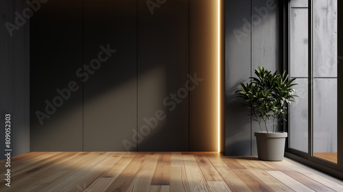 Brown modern minimalistic interior background wall mockup 3d render 