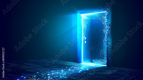 Technology Portal: Bright Neon Light Entrance