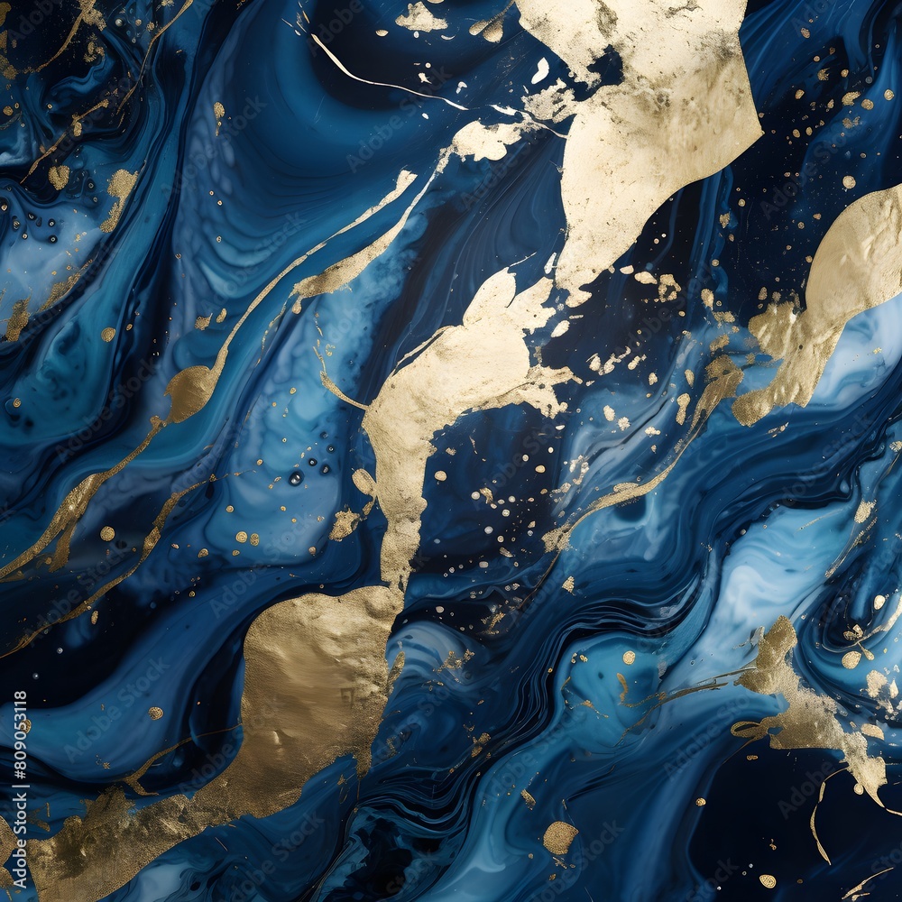 Abstract blue marble texture with gold splashes blue. Generative AI. Abstract blue marble texture with gold splashes blue. Generative AI.