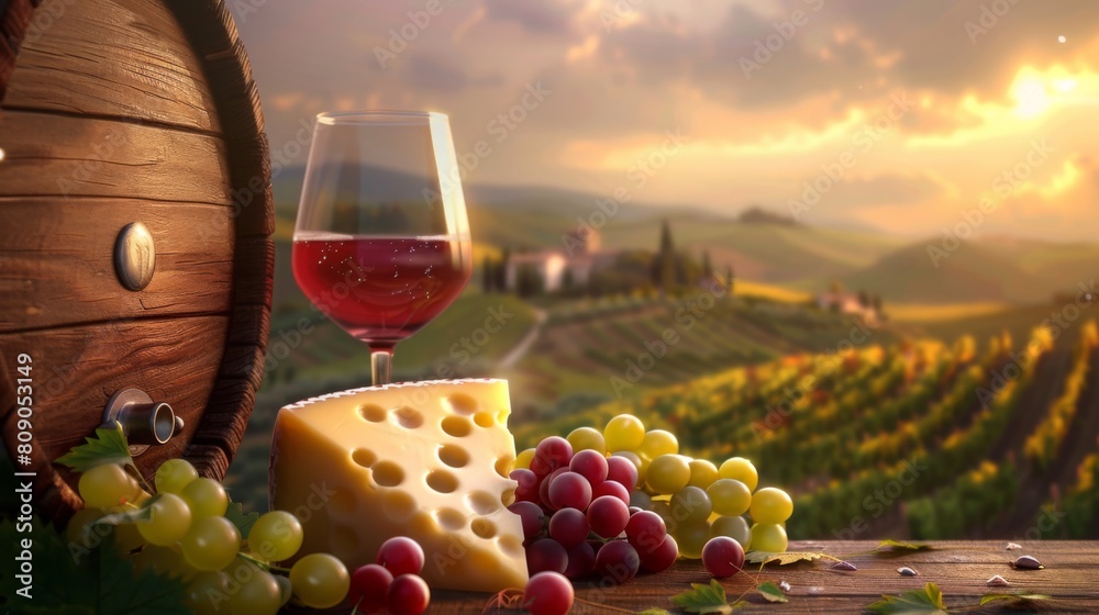 A Sunset Wine and Cheese Setup