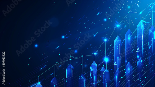 Technological Blue Background: Low Poly Wireframe