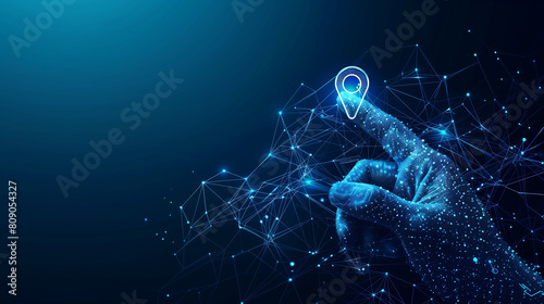 Low Poly Wireframe Vector Illustration: Futuristic GPS Technology