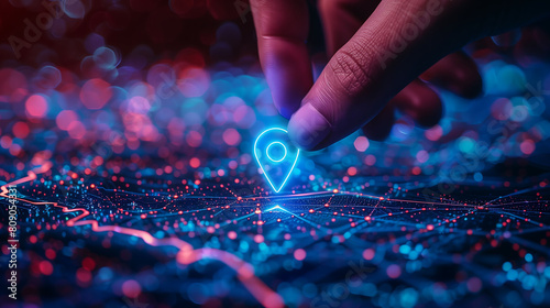 Futuristic Technology Hologram: Navigation and Location Concept