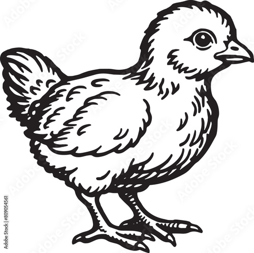 Chick. Freehand drawing of a chicken. Vector illustration.