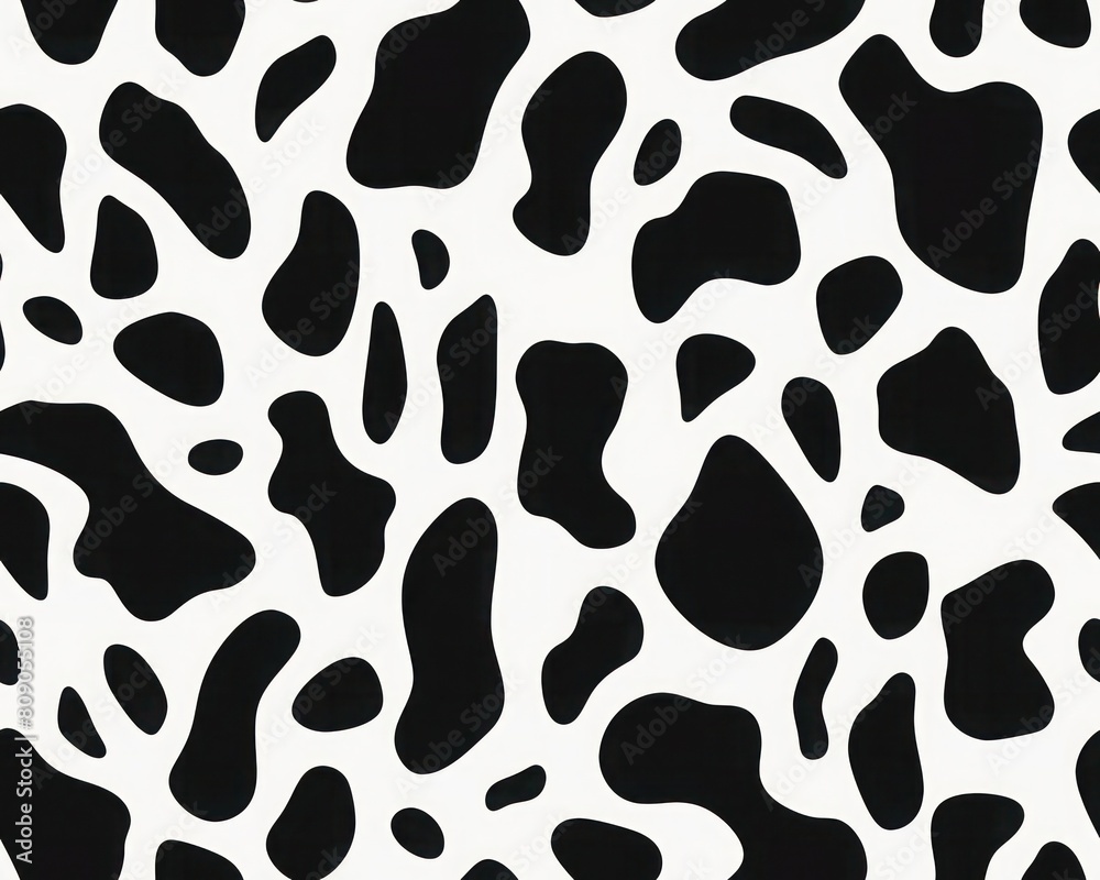 Cow black and white print with repeating spots for fabric or wallpaper and design pattern for seamless fabric design Cow black and white print with repeating spots for fabric or wallpaper and design pattern for seamless fabric design