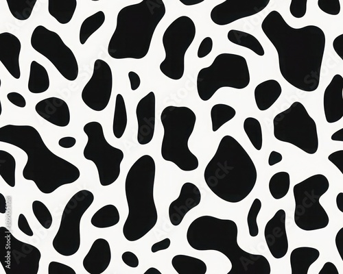 Cow black and white  print with repeating spots for fabric or wallpaper and design pattern for seamless fabric design