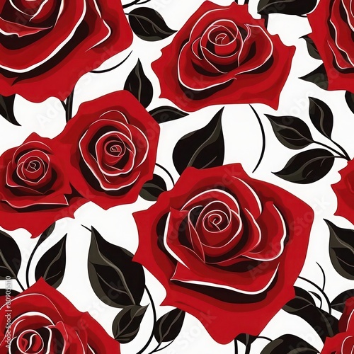 Beautiful pink and red roses in a seamless floral pattern for fabric, wallpaper, or gift wrap