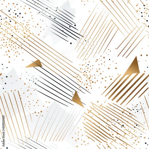 a white and gold geometric pattern with black and white stripes, modern and minimalist