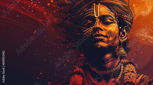 Illustration of Lord Krishna in a colorful and artistic style