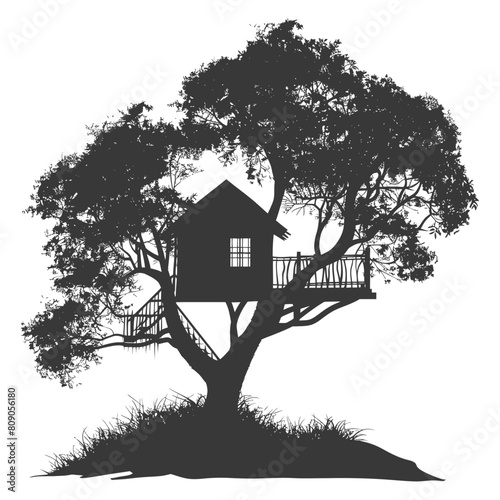 Silhouette Tree house black color only
