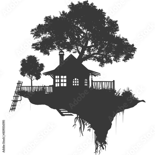Silhouette Tree house black color only