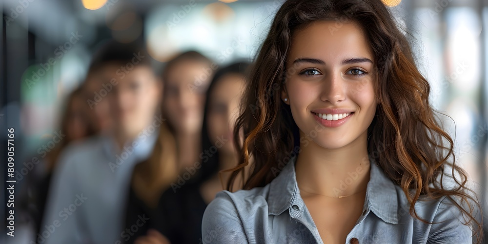 Confident Young Professional Woman Leads Empowering Networking Group for Aspiring Leaders Confident Young Professional Woman Leads Empowering Networking Group for Aspiring Leaders