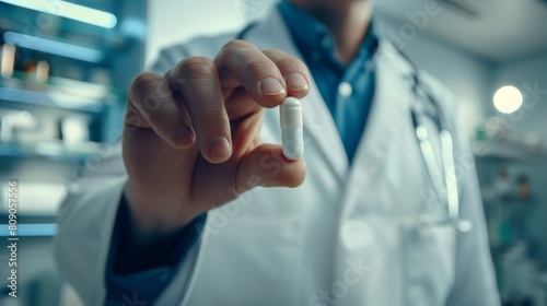 Doctor holding capsule