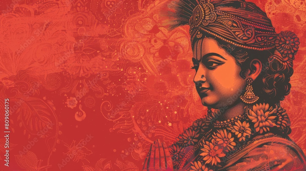 Fototapeta premium Illustration of Lord Krishna in a colorful and artistic style