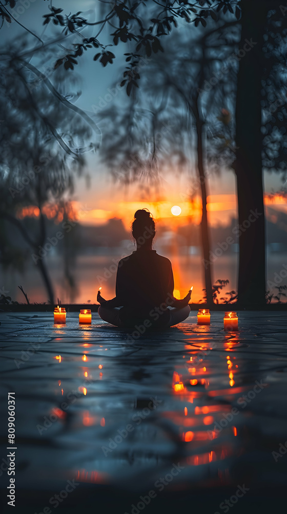 Finding Serenity: A Photo Realistic Evening Meditation with Candlelight Finding Serenity: A Photo Realistic Evening Meditation with Candlelight