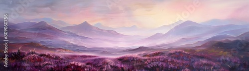 Captivating Highland Heather Sunrise A Rugged and Tranquil Mountain Landscape © doraclub