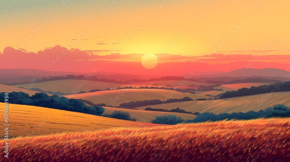 Obraz premium A beautiful sunset over a field of tall grass