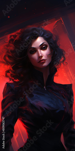 Digital painting of a female vampire