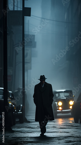 A mafia member walking through the street